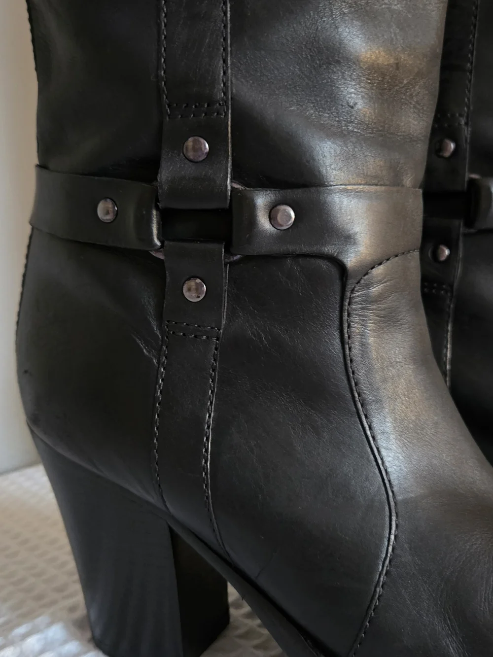 Via Spiga Black Leather Knee High Harness Riding Boots Vero CuoioSize 8.5
